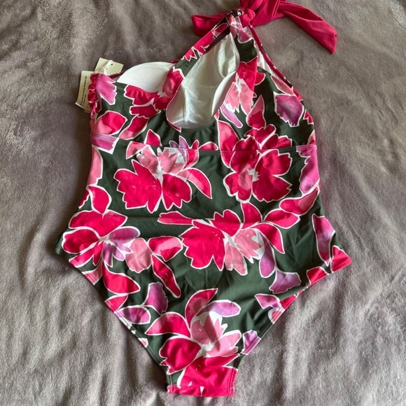 Grace Karin Womens Floral One Shoulder Swimsuit Tie Ruched Tummy Control 2XL New - Picture 6 of 8